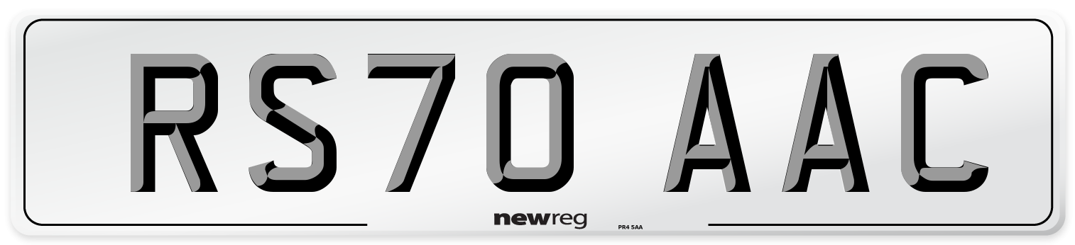 RS70 AAC Number Plate from New Reg